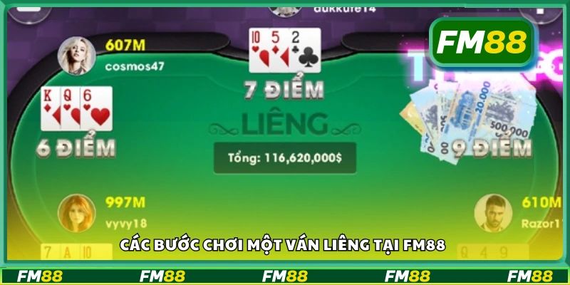 Quy trình chơi một ván Liêng tại FM88
